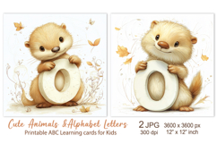 Cute Otter, baby Animal Alphabet Letters, ABC Printable card Product Image 1