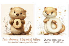 Cute Otter, baby Animal Alphabet Letters, ABC Printable card Product Image 1