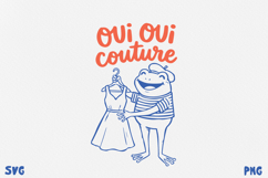 Paris Frog Quotes PNG SVG. Funny French Café Frog. Product Image 1