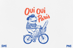 Paris Frog Quotes PNG SVG. Funny French Café Frog. Product Image 1