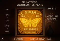 3D Halloween Ouija Board Shadow box SVG Papercut template Product Image 2