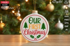 Our First Christmas SVG | Christmas Round Sign SVG | Xmas Product Image 1