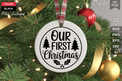 Our First Christmas SVG | Christmas Round Sign SVG | Xmas Product Image 3