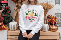 Our First Christmas SVG | Christmas Round Sign SVG | Xmas Product Image 4