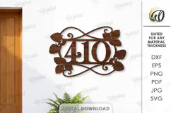 House number sign Laser cut. Street name plaque SVG Product Image 1