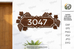 House number sign Laser cut. Street name plaque SVG. Grapes Product Image 1