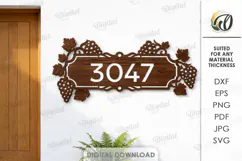 House number sign Laser cut. Street name plaque SVG. Grapes Product Image 1