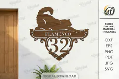 House number sign Laser cut. Street name plaque SVG. Cat Product Image 1