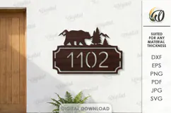 House number sign Laser cut. Street name plaque SVG. Bear Product Image 1