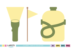 Adventure party favor tag clipart with camping printable elements