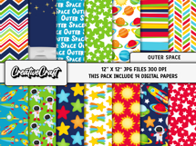 Outer Space Digital Papers, stars digital scrapbook designs Product Image 2