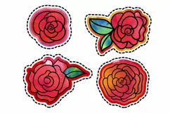 Watercolor Roses Stickers | Watercolor Flower Stickers Product Image 3