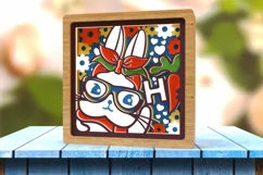 3D Layered Bunny with Flowers and Hearts Saying Hi Shadowbox Product Image 2