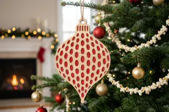 Oval Pattern Christmas Ornament SVG Wood Laser Cut Product Image 2