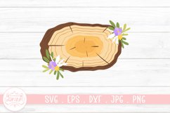 Wooden Slice With Flower Arrangement Clipart Design Product Image 1