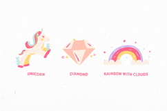 Fantasy Pastel Cute and Playful Unicorn Illustration Set Product Image 3