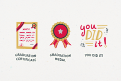 Red Gold Cute Hand Drawn Graduation Illustration Set Product Image 4