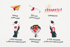 Red Gold Cute Hand Drawn Graduation Illustration Set Product Image 5