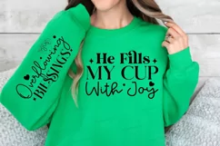 He Fills My Cup With Joy Sleeve SVG, Christian SVG Design Product Image 3