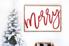 Merry SVG, Farmhouse Christmas Sign Cut File Product Image 1