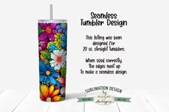 Overthink This -Bright Floral 20 oz Sublimation Tumbler Wrap Product Image 3