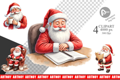 Clipart Watercolor Overworked Santa Product Image 1