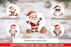 Wind Spinner Watercolor Overworked Santa Product Image 1