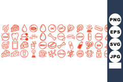 Hand Drawn Nutrition and Vitamin Icon Set Bundle Product Image 1