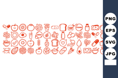 Hand Drawn Healthy Food Icon Clipart Bundle Product Image 1