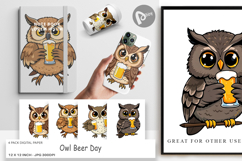 Digital Paper Owl Beer Day Product Image 1