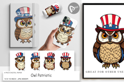 Digital Paper Owl Patriotic Product Image 1