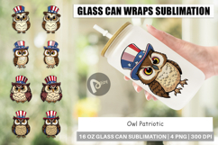 Glass Can Owl Patriotic Product Image 1