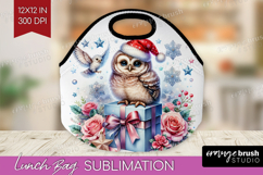 Owl Pastel Christmas Lunch Bag Coquette Xmas Lunch Bug PNG Product Image 1