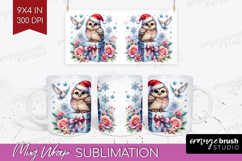 Owl Pastel Christmas Mug Wrap Coquette Xmas Mug PNG Product Image 1