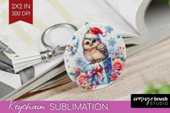 Owl Pastel Christmas Keychain PNG Coquette Xmas Keychain Product Image 1