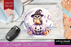 Owl Halloween Car Coaster Coquette Coaster PNG Sublimation Product Image 1