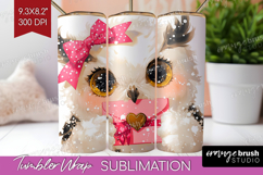 Owl Valentine Tumbler Wrap Cute Valentines Day Tumbler PNG Product Image 1