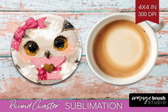 Owl Valentine Round Coaster Cute Valentines Day Coaster PNG Product Image 1