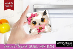 Owl Valentine Magnet Sublimation Cute Valentines Day Square Product Image 1