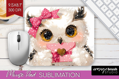 Owl Valentine Mouse Pad Sublimation Cute Valentines Day PNG Product Image 1