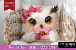 Owl Valentine Pillow Sublimation Cute Valentines Day Pillow Product Image 1