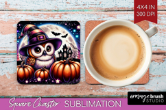 Owl Halloween Square Coaster Cute Animal Coaster PNG Product Image 1