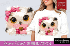Owl Valentine Square Tshirt Background Cute Valentines Day Product Image 1
