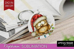 Owl Tangled In Christmas Lights Keychain PNG Funny Xmas Product Image 1