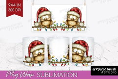 Owl Tangled In Christmas Lights Mug Wrap Funny Xmas Mug PNG Product Image 1