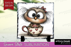 Owl Valentine Slate PNG Whimsical Animal Square Slate Product Image 1