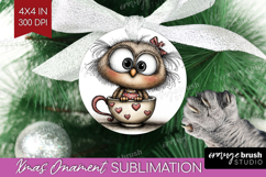 Owl Valentine Ornament PNG Whimsical Animal PNG Sublimation Product Image 1