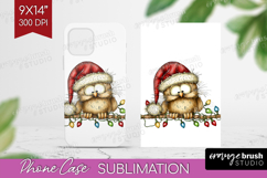 Owl Tangled In Christmas Lights Phone Case PNG Funny Xmas Product Image 1