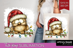 Owl Tangled In Christmas Lights Tote Bag Funny Xmas Tote Bag Product Image 1