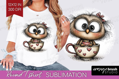 Owl Valentine Round Tshirt Background Whimsical Animal PNG Product Image 1